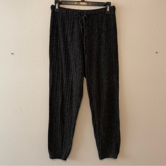 Cozy Dark Gray Ribbed Knit Joggers - Picture 1 of 5